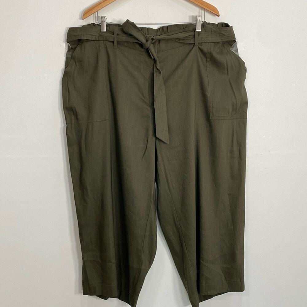 Calvin Klein Crop Pants Linen Blend Women's 3X Green